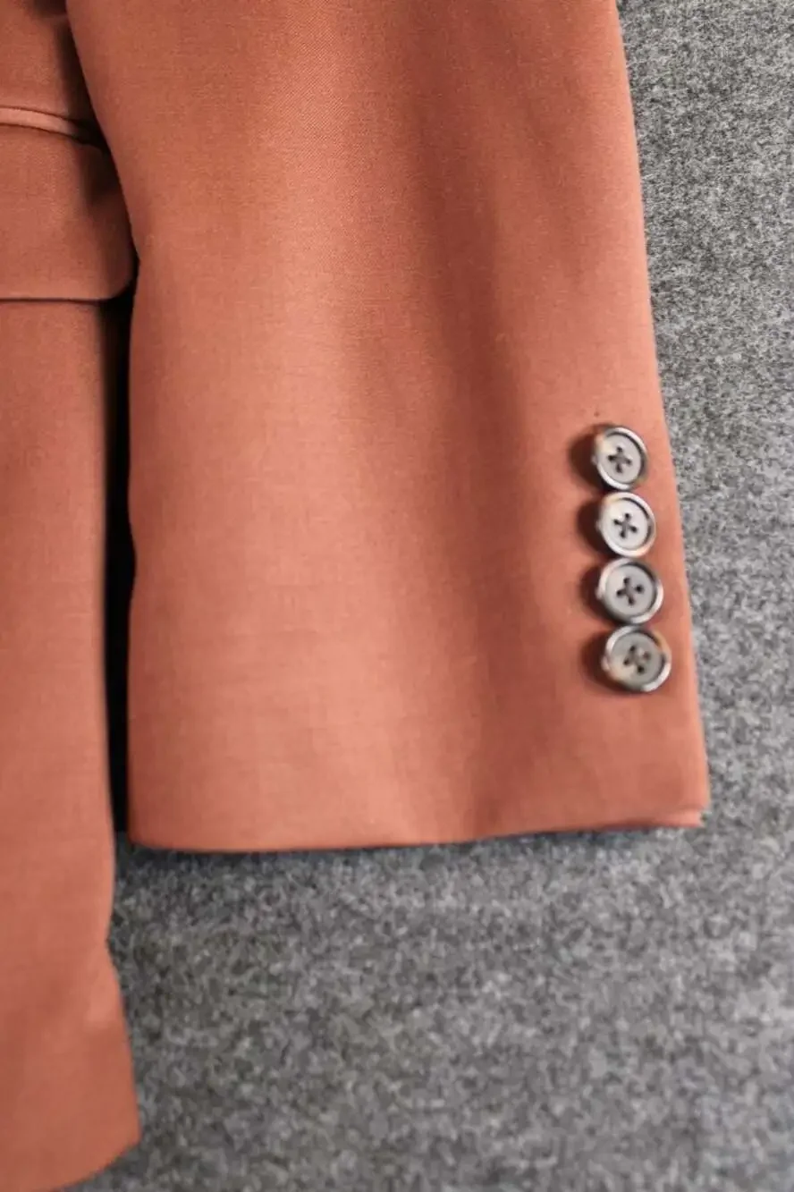 Turnbury 38R Wool Stretch Two-Button Suit Jacket Blazer in Brown